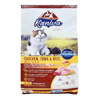 Kaniva cat food10kgแบ่งถุงละ1kg.10ถุงอาหารแมวคานิว่าสูตรเนื้อไก่ทูน่าและข้าว