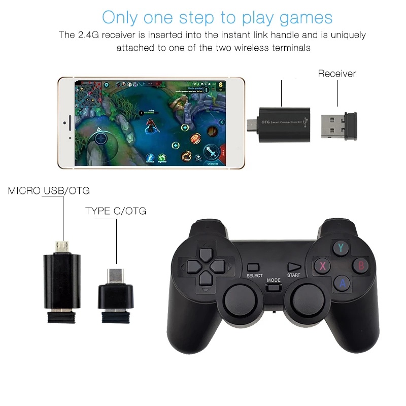 ภาพหน้าปกสินค้าจอยสติ๊กควบคุมเกมไร้สาย 2.4 กรัม สําหรับ Android PC Dual Controller Gamepad PS3 จากร้าน datafrog2.th บน Shopee