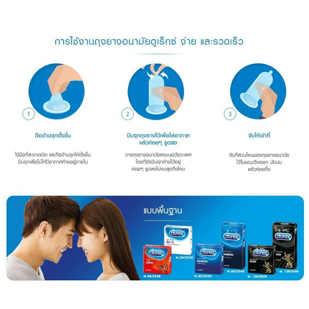 ภาพหน้าปกสินค้าถูกสุดในไทย Durex condom ถุงยางอนามัย ดูเร็กซ์ (ไม่ระบุชื่อสินค้าหน้ากล่อง) จากร้าน chutima.online บน Shopee