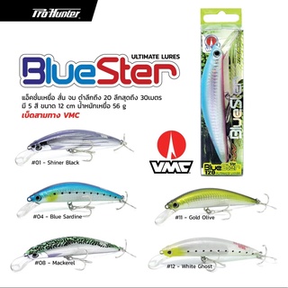 เหยื่อตกปลา Pro hunter BlueSter ขนาด 12cm. 5สี น้ำหนัก 56g. (เบ็ดสามทาง VMC)