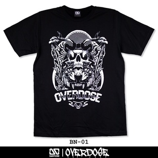 Overdose T-shirt เสื้อยืดคอกลม สีดำ รหัส BN-01(โอเวอโดส)