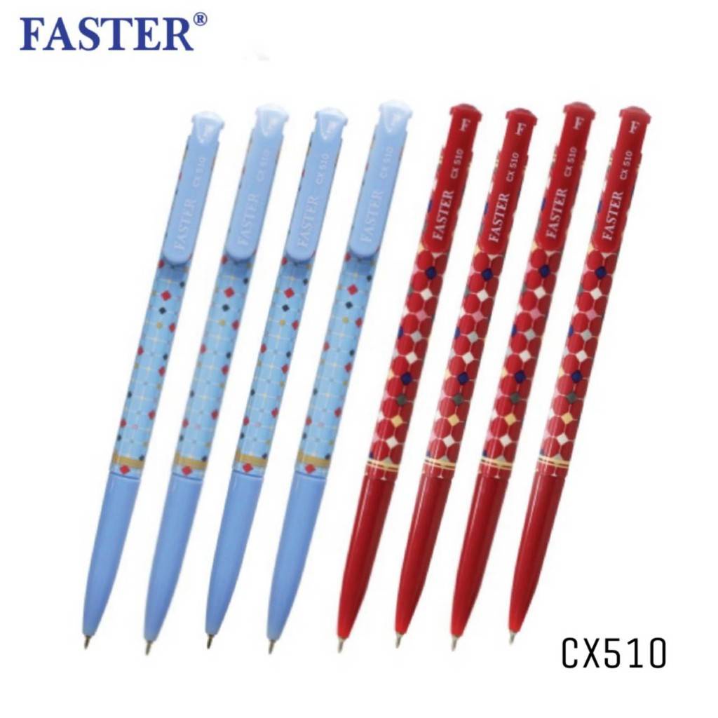 ปากกา-faster-cx510-ฟาสเตอร์-ปากกาลูกลื่น-ลายเส้น-0-5-12ด้าม-กล่อง
