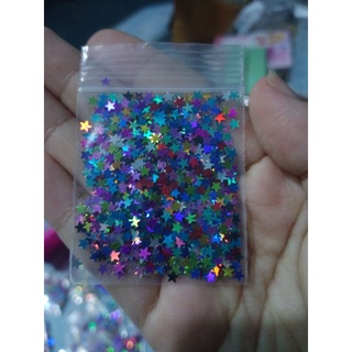 กลิตเตอร์แต่งเล็บ ดาวโฮโลแกรม ถุงละ10บาท ขั้นต่ำสั่ง5ถุงนะค่ะ คละได้