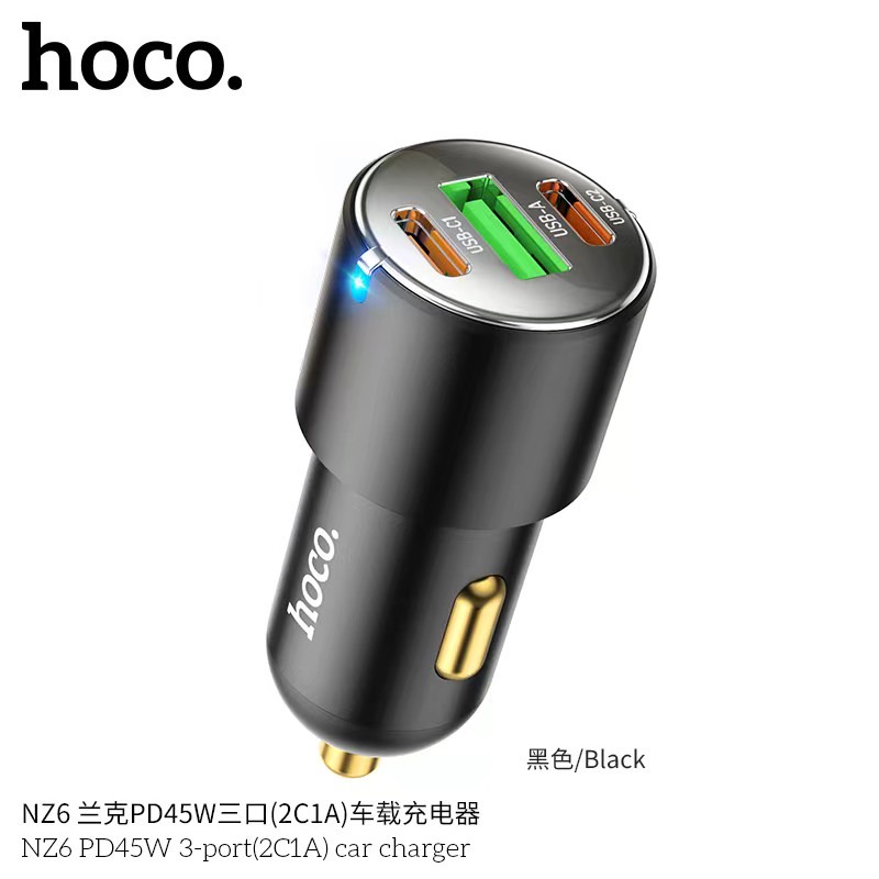 hoco-รุ่น-nz6-pd45w-3-port-car-charger-หัวชาร์จในรถยนต์-รองรับเทคโนโลยีชาร์จเร็ว-hoco-nz6-หัวชาร์จในรถยนต์-210466