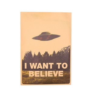 โปสเตอร์กระดาษคราฟท์ พิมพ์ลาย I Want To Believ UFO เหมาะกับของขวัญ สําหรับตกแต่งบ้าน