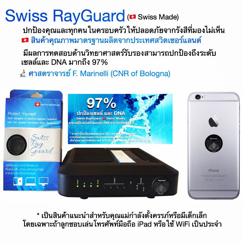 Swiss RayGuard อุปกรณ์ป้องกันคลื่นแม่เหล็กไฟฟ้าจากโทรศัพท์มือถือ (Swiss ...