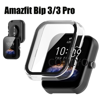 สําหรับ Amazfit Bip 3 Pro เคสกันชน แข็ง PC เคส + กระจกนิรภัย ป้องกันหน้าจอ แบบเต็ม