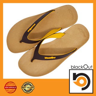 🔰 BlackOut kids flipper 🔰 รองเท้าแตะ รองเท้ายางกันลื่น พื้นทอง(หูน้ำตาลเหลือง)