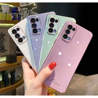 เคสโทรศัพท์มือถือ ซิลิโคน ชุบไฟฟ้า ขอบตรง สีพื้น คุณภาพสูง สําหรับ Oppo RENO 7pro 7 5G 7Z 7se 8 8pro