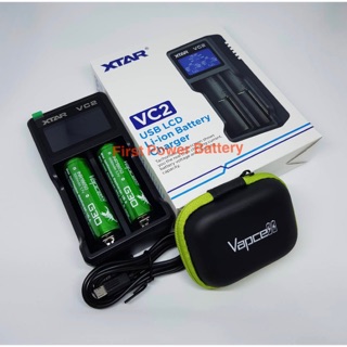 Vapcell+Xtar ชุดเครื่องชาร์จพร้อมถ่าน ของแท้100%(Xtar VC2+Vapcell INR18650 3000mAh G30 2ก้อน)