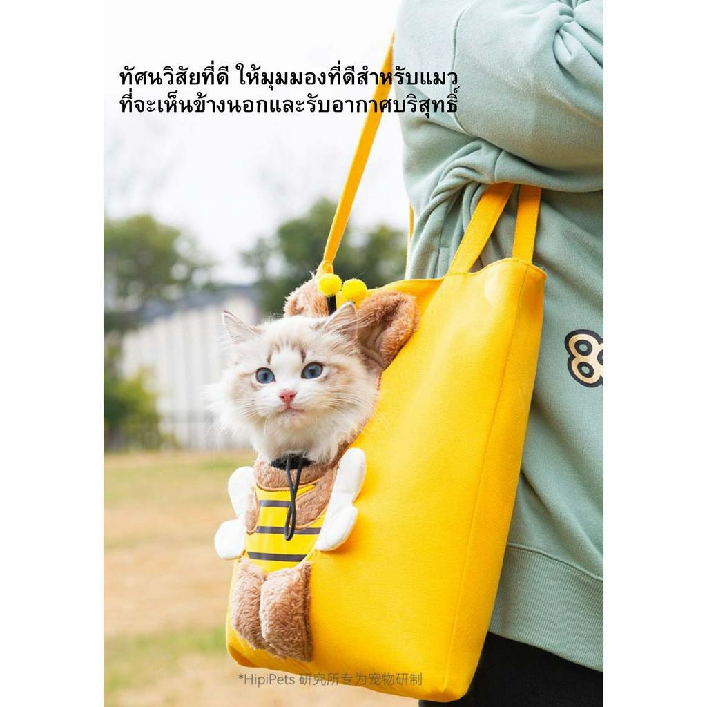 กระเป๋าสะพายสัตว์เลี้ยง-ใส่แมว-แบบพกพา-เนื้อผ้าแคนวาส-ระบายอากาศได้