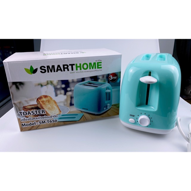 Smart home Toaster เครื่องปิ้งขนมปัง 2ชิ้น พร้อมฝาปิด 650วัตต์ รุ่น SM