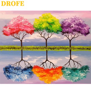 Drofe ( 40x50 ซม . ) ภาพจิตรกรรมสีน้ํามันบนผ้าใบลายต้นไม้ Diy ไม่มีกรอบรูปสําหรับตกแต่งบ้าน