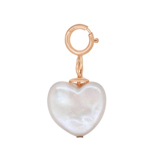 A.CEMI Heart Pearl Charm มุกแท้ จี้มุก จี้เงินแท้ ชุบทอง 18K โรสโกลว์
