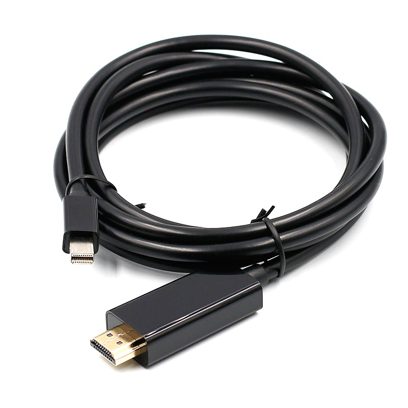 สาย-mini-displayport-to-hdmi-สีดำ-ยาว-1-8m-thunderbolt-display-mini-dp-to-hdmi-cable-male-to-male-adapter