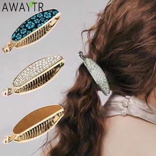 Awaytr ใหม่ กิ๊บติดผมหางม้า รูปกล้วย ประดับพลอยเทียม แฟชั่นสําหรับผู้หญิง