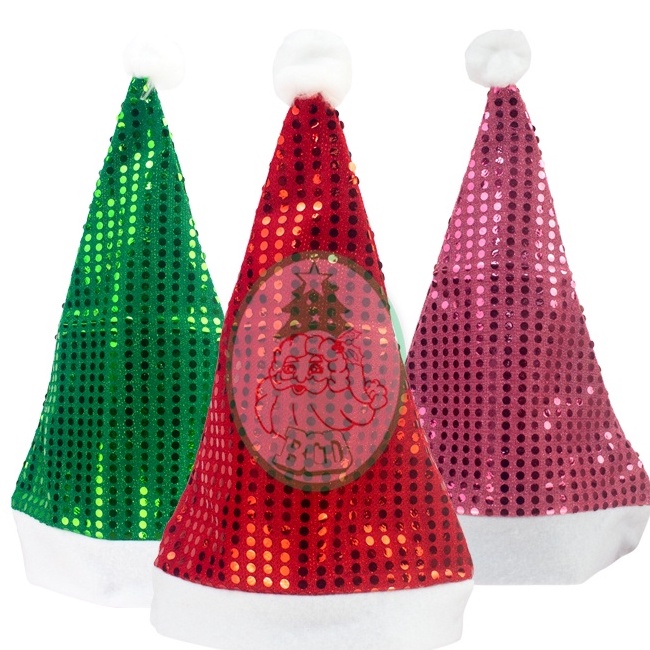 หมวกผ้าเลื่อมสีต่าง-ๆ-ขนาด-11-16-นิ้ว-6800-02-ของประดับ-ของตกแต่งเทศกาลคริสต์มาส