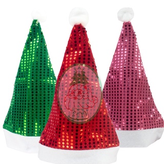 หมวกผ้าเลื่อมสีต่าง ๆ  ขนาด 11*16 นิ้ว (6800-02) ของประดับ ของตกแต่งเทศกาลคริสต์มาส