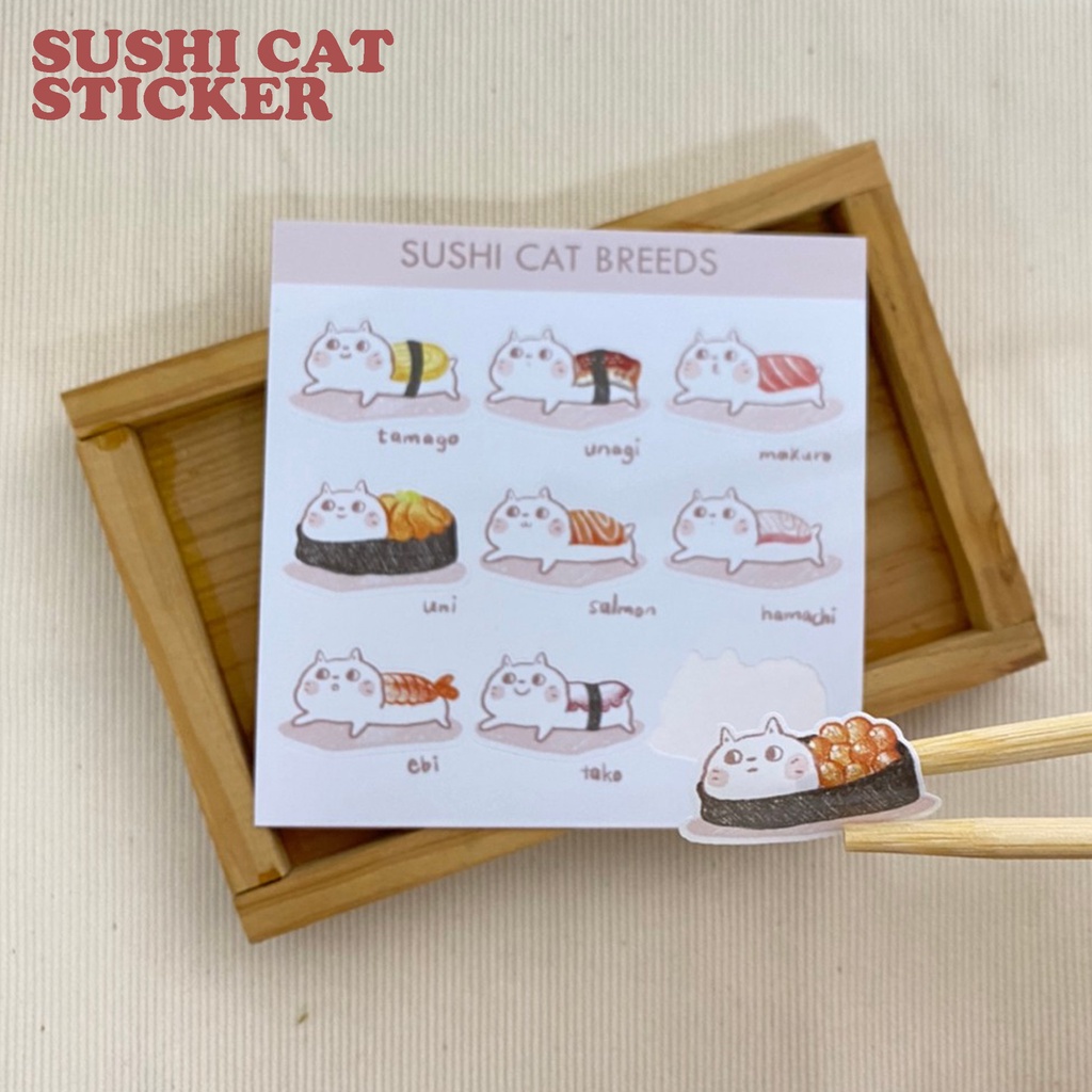 sushi-cat-breeds-สติกเกอร์น้องแมวซูชิ-น้องแมว-น่ารัก-sushi-sticker-สติกเกอร์น่ารัก-พร้อมส่ง-ตกแต่งสมุด-ไดคัท