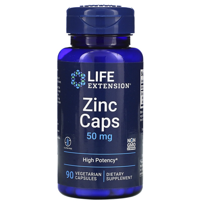 life-extension-zinc-caps-high-potency-50-mg-90-vegetarian-capsules-สนับสนุนภูมิคุ้มกัน-ป้องกันผมร่วง