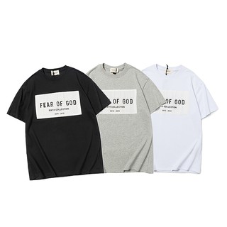 FOG ปะพิมพ์เสื้อยืด high street FEAR OF GOD ฝ้ายคู่เสื้อยืดแขนสั้น