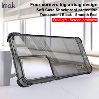 Imak Samsung Galaxy S21 Ultra 5G Shockproof Casing Clear Soft TPU Case Galaxy S21 Plus 21+ 5g Transparent Silicone Back Cover Screen Film