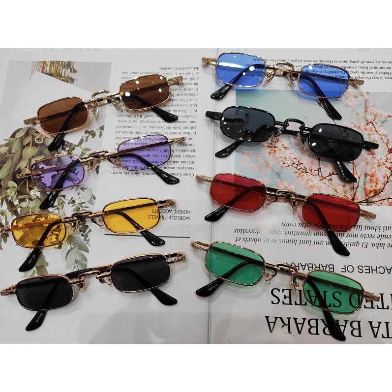 ภาพหน้าปกสินค้าแว่นตากันแดด, แว่นตาสี, แว่นตาย้อนยุค, แฟชั่น, unisex, เป็นที่นิยมuv400