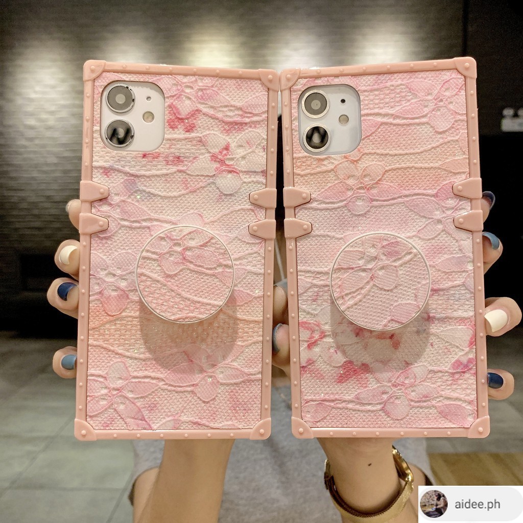 เคสโทรศัพท์มือถือหนัง-ทรงสี่เหลี่ยม-ลายดอกไม้-กลิตเตอร์-สีชมพู-พร้อมที่ตั้งวาง-สําหรับ-xiaomi-poco-x3-nfc-gt-pro-10t-redmi-10-11t-9t-note-9-9s-pro-9a-9c