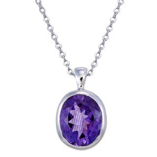 จี้พร้อมสร้อยพลอยอเมทิสต์แท้ เงิน 92.5 % ชุบโรเดียม Pendent	amethyst &  necklace silver 92.5 %  Rhodium plating