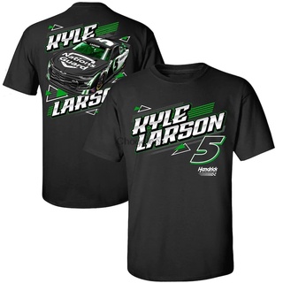 tshirtเสื้อยืดคอกลมฤดูร้อนเสื้อยืด ผ้าฝ้าย พิมพ์ลายรถยนต์ Kyle Larson Motorsports Team Collection สีดํา สําหรับผู้ชาย XS