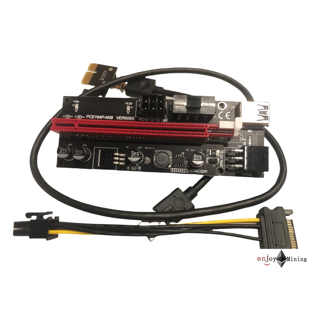 ภาพสินค้า(ส่งจากไทย)Riser Card Ver009S PCI Express 4Pin 6Pin SATA Molex Power USB 3.0 จากร้าน enjoymining บน Shopee ภาพที่ 1