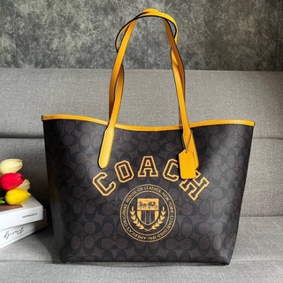 COACH CB869 CITY TOTE IN SIGNATURE WITH VARSITY MOTIF