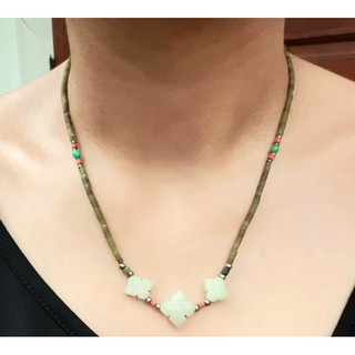 สร้อยคอหินหยกแท้ หินนำโชค หินมงคล Natural Jade Beads Necklace