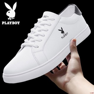 สินค้า Playboyรองเท้าลำลองผู้ชายแบรนด์แท้ 39-43 ระบายอากาศได้ดีแฟชั่นกีฬารองเท้าลำลองสีขาว