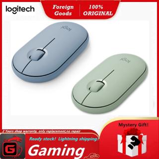 เมาส์บลูทู ธ ไร้สาย.Logitech M350 PEBBLE Mute Dual-Mode Wireless Mouse(Blue/Green)