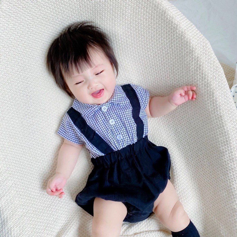 ชุดเด็ก-babyworld-ชุดเอี๊ยมลายสกอต-ผ้านิ่ม-พร้อมส่ง