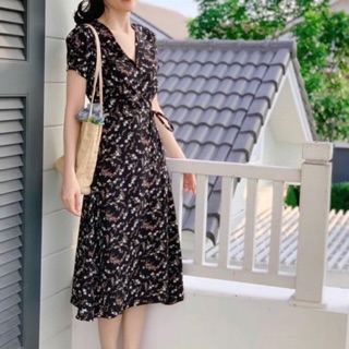 🔥 Lilly maxi dress เดรสยาวป้ายหน้า ลายดอก ทรงเกาหลี … 022