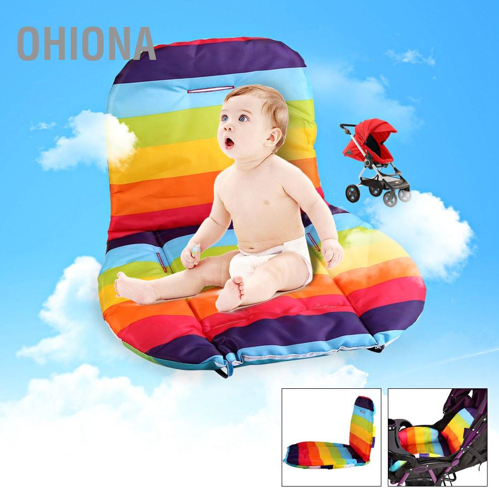 universal-waterproof-soft-baby-stroller-cushion-rainbow-striped-liner-car-seat