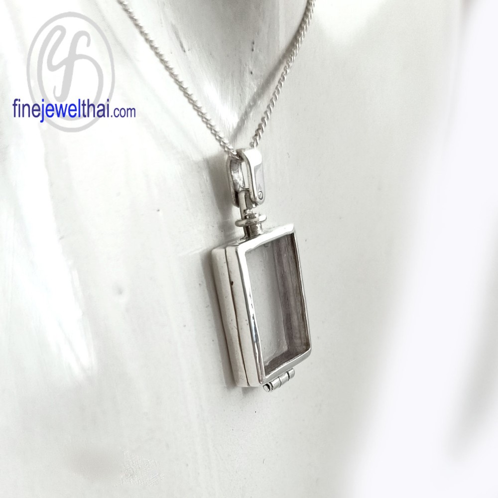 finejewelthai-ล็อกเก็ตสี่เหลี่ยม-ล็อกเก็ตเงินแท้-ล็อกเก็ตใส่ของ-locket-silver-pendant-p117900