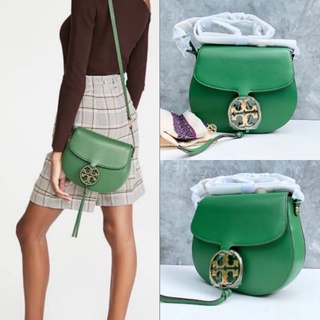 🎀 (สด-ผ่อน) กระเป๋าสะพาย สีเขียว (shop) 9.6 นิ้ว 65191 TORY BURCH Miller Metal Saddlebag