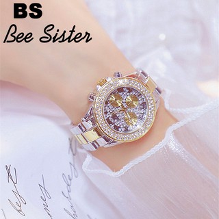 BS Bee นาฬิกาข้อมือผู้หญิงหรูหรา Rhinestone