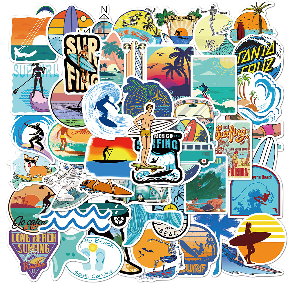 ภาพหน้าปกสินค้า50Pcs/Set  Ocean SurfGone Surfing - Series 01 Beach Surfing สติ๊กเกอร์  DIY Fashion Mixed Waterproof Doodle Decals สติ๊กเกอร์