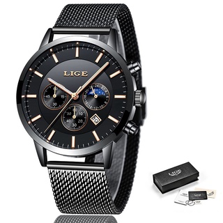 2018 LIGE Watches Mens Luxury Brand Quartz Clock Fashion Chronograph Sport Waterproof Reloj Hombre Watch Male