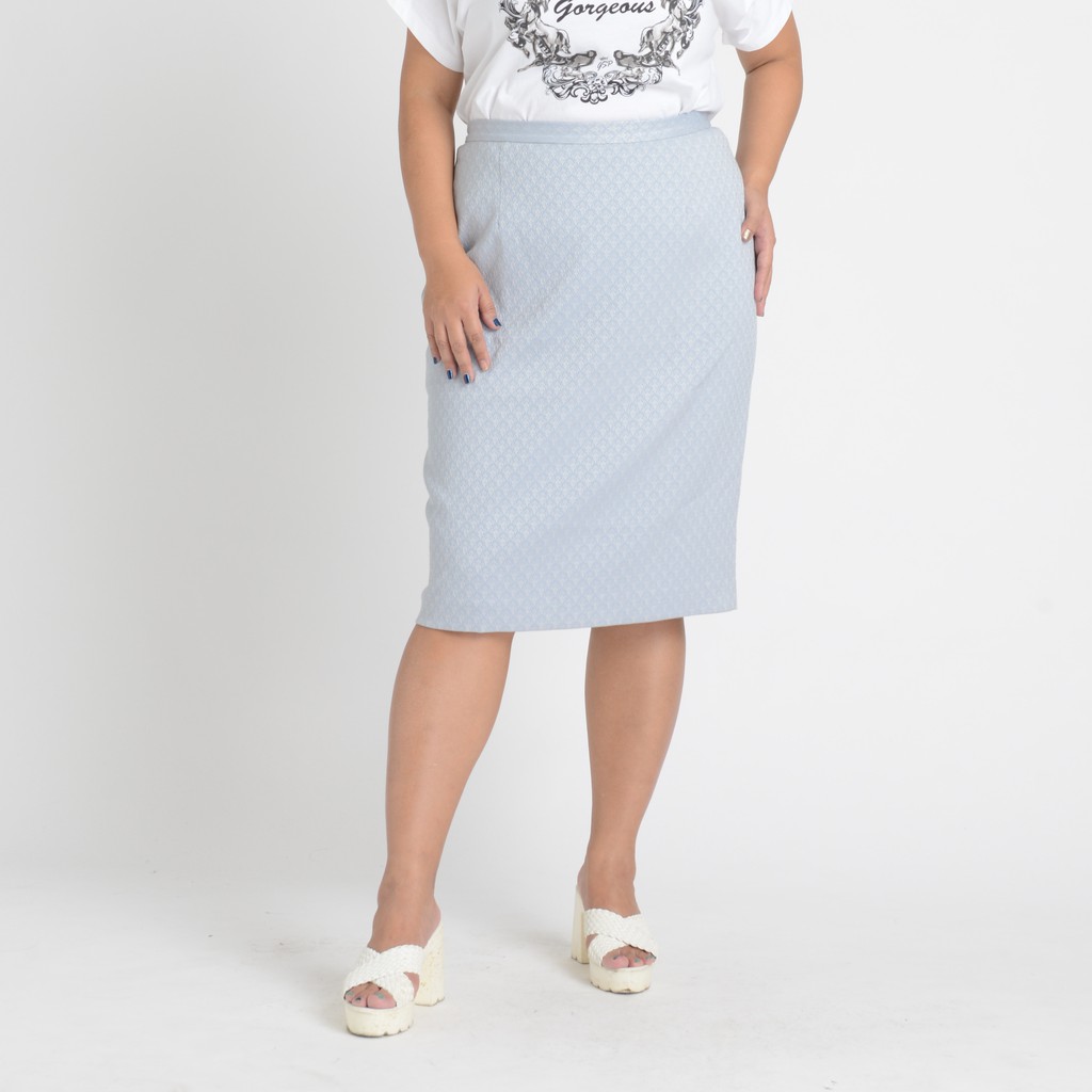 gsp-gorgeous-skirt-กระโปรงจีเอสพี-กระโปรงยาวคลุมเข่า-ผ้ามีเทคเจอร์ในตัว-สีเทา-sl26bz