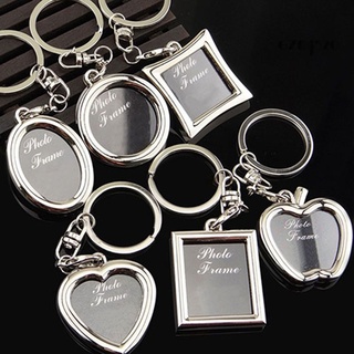 【AG】Creative Mini Heart Square Round Oval Insert Photo Frame Rotary Keychain Keyring