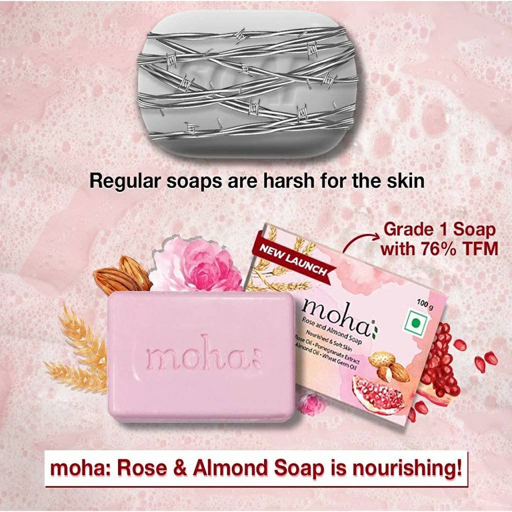 สบู่สมุนไพรจากน้ำมันอัลมอนด์และกุหลาบ-ก้อนเดียวใช้ได้ทั้งหน้าและผิวกาย-หอมมาก-หอมติดตัวทั้งวัน-moha-rose-and-almond-soap