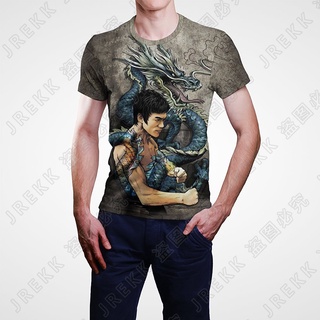 เสื้อยืดแขนสั้น พิมพ์ลายอนิเมะ Bruce Lee 3 มิติ แนวสตรีท แฟชั่นฤดูร้อน สําหรับผู้ชาย และผู้หญิง 2023
