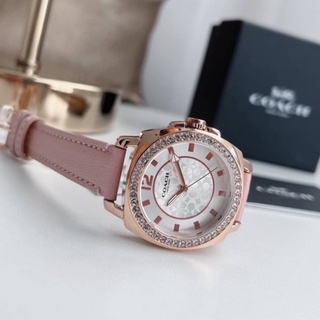 🎀 (สด-ผ่อน) นาฬิกา Coach 14503151 สีโรส-สายหนังชมพู Coach MINI BOYFRIEND PINK LEATHER ROSE GOLD CASE WOMENS WATCH