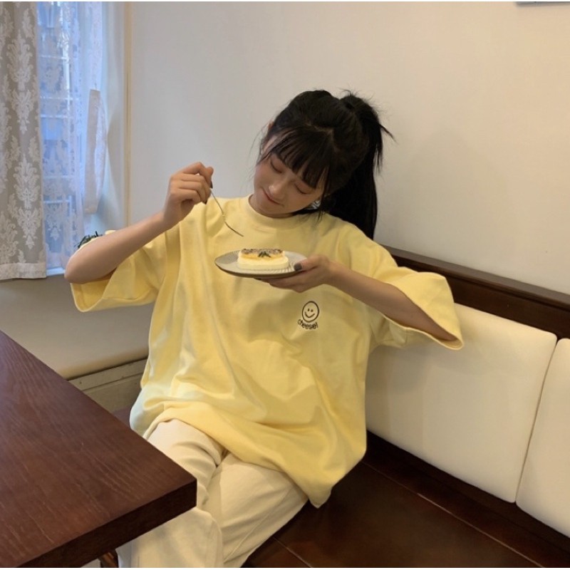 เสื้อยืดปักลาย-สไมลี่-3สี-อก42