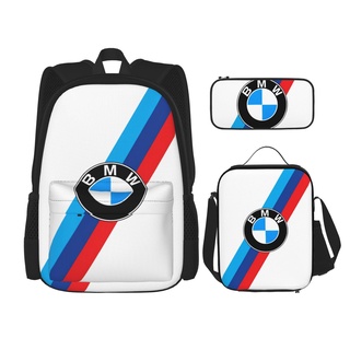 Bmw ชุดกระเป๋าเป้สะพายหลัง 3 ชิ้น พร้อมกระเป๋าใส่หนังสือ และกล่องอาหารกลางวัน สําหรับเด็กผู้ชาย และเด็กผู้หญิง